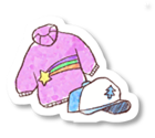 A drawing of a sweater and a hat
Description automatically generated